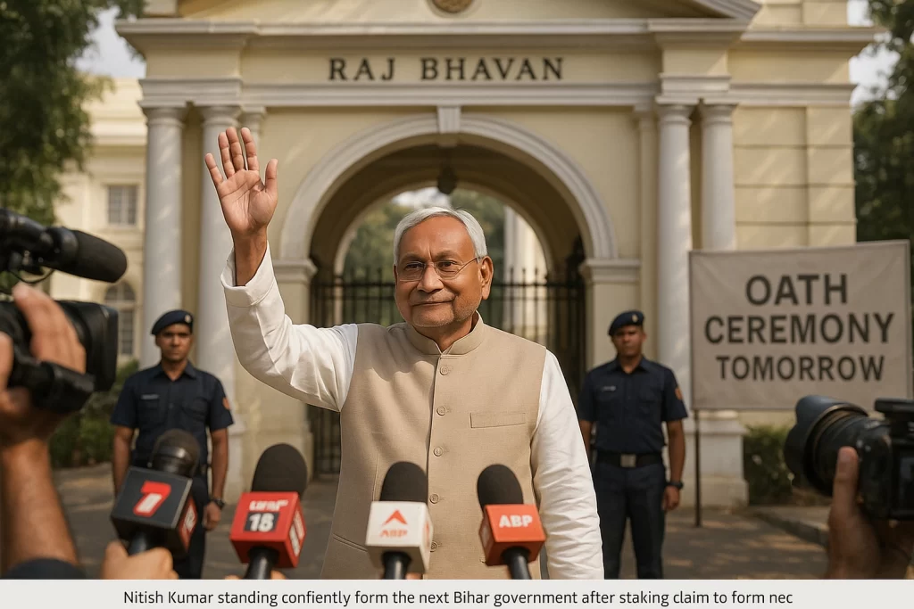 Nitish Kumar Stakes Claim to Form New Bihar Government, Oath Ceremony Tomorrow
