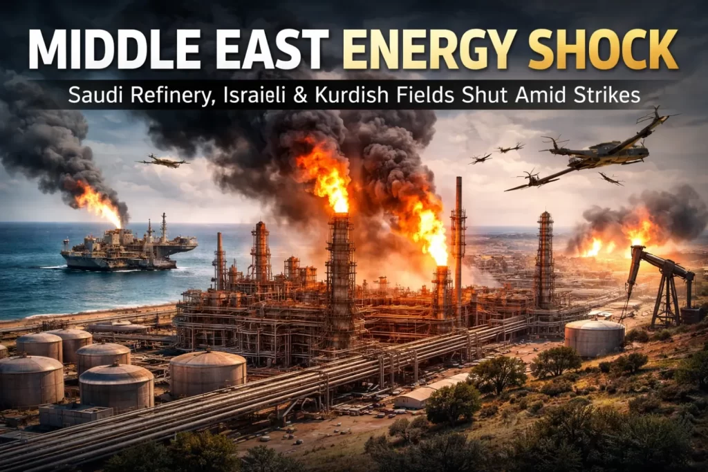 Drone strike near Ras Tanura refinery in Saudi Arabia disrupts oil operations and heightens Gulf tensions.